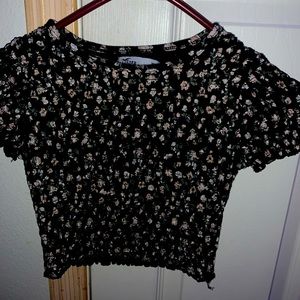 hollister cropped floral shirt